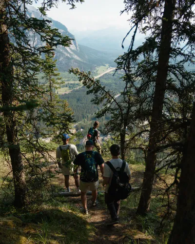 Group of hikers on a mountain trail